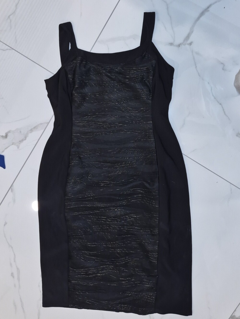 R & M Richards Black Cocktail Dress with Metallic Thread Detail Nwot
